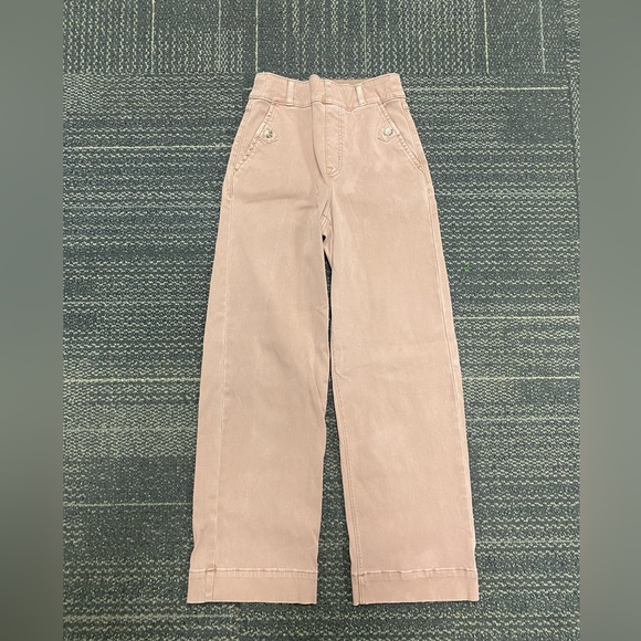 SPANX STRETCH TWILL CROPPED WIDE LEG PANT Size XS Light Cedar Color - Picture 5 of 13